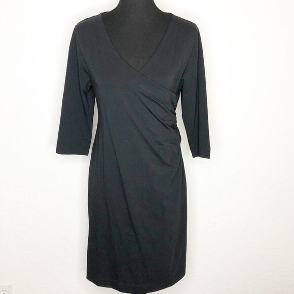 Soft Surroundings black faux wrap dress size Petite Small - Picture 1 of 13